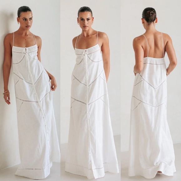 Olivaceous Dresses & Skirts - Olivaceous Kallen Maxi Dress A-line lace detail In White size S